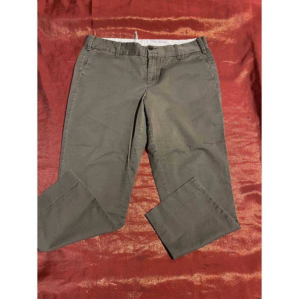 Paper Boy Pants Womens 14 Olive Chino Straight Stretch Casual Flat Front Slim